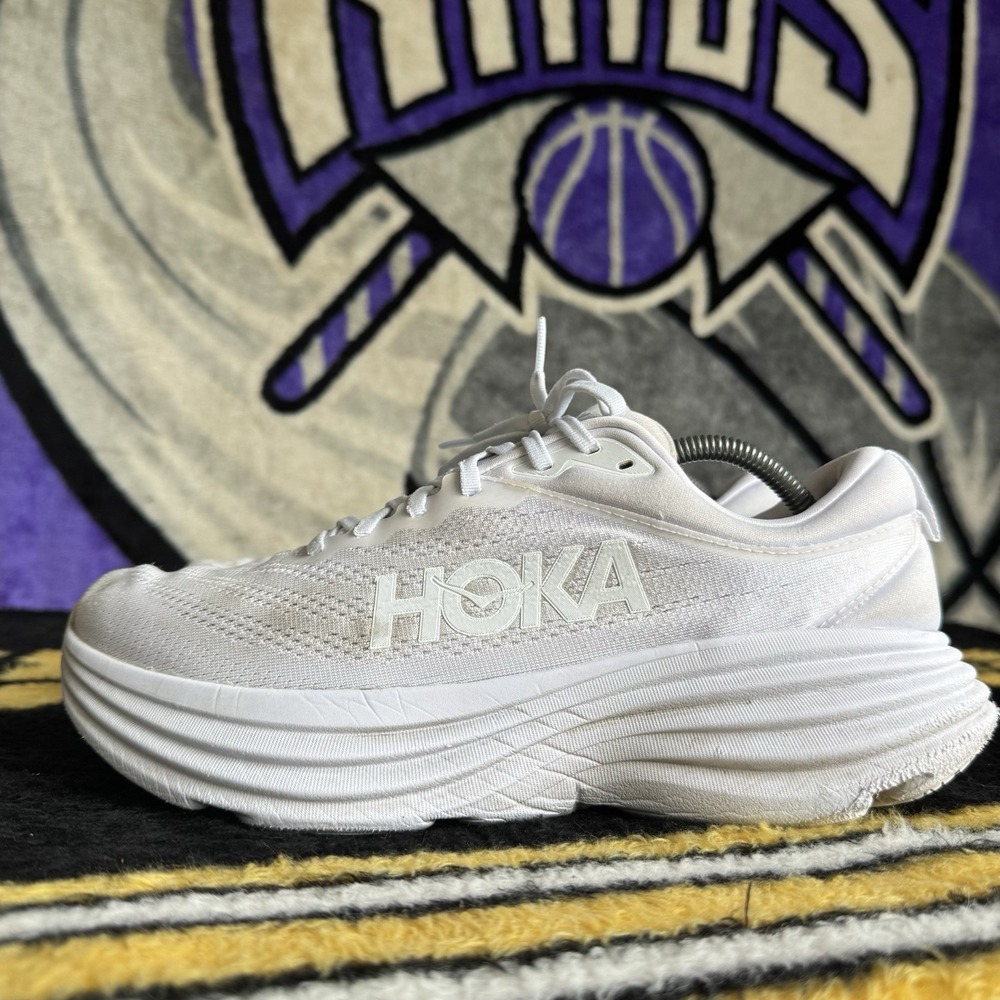Size 11 - Hoka Bondi 8 1127952-WWH White Low Top Running Sneakers Women's